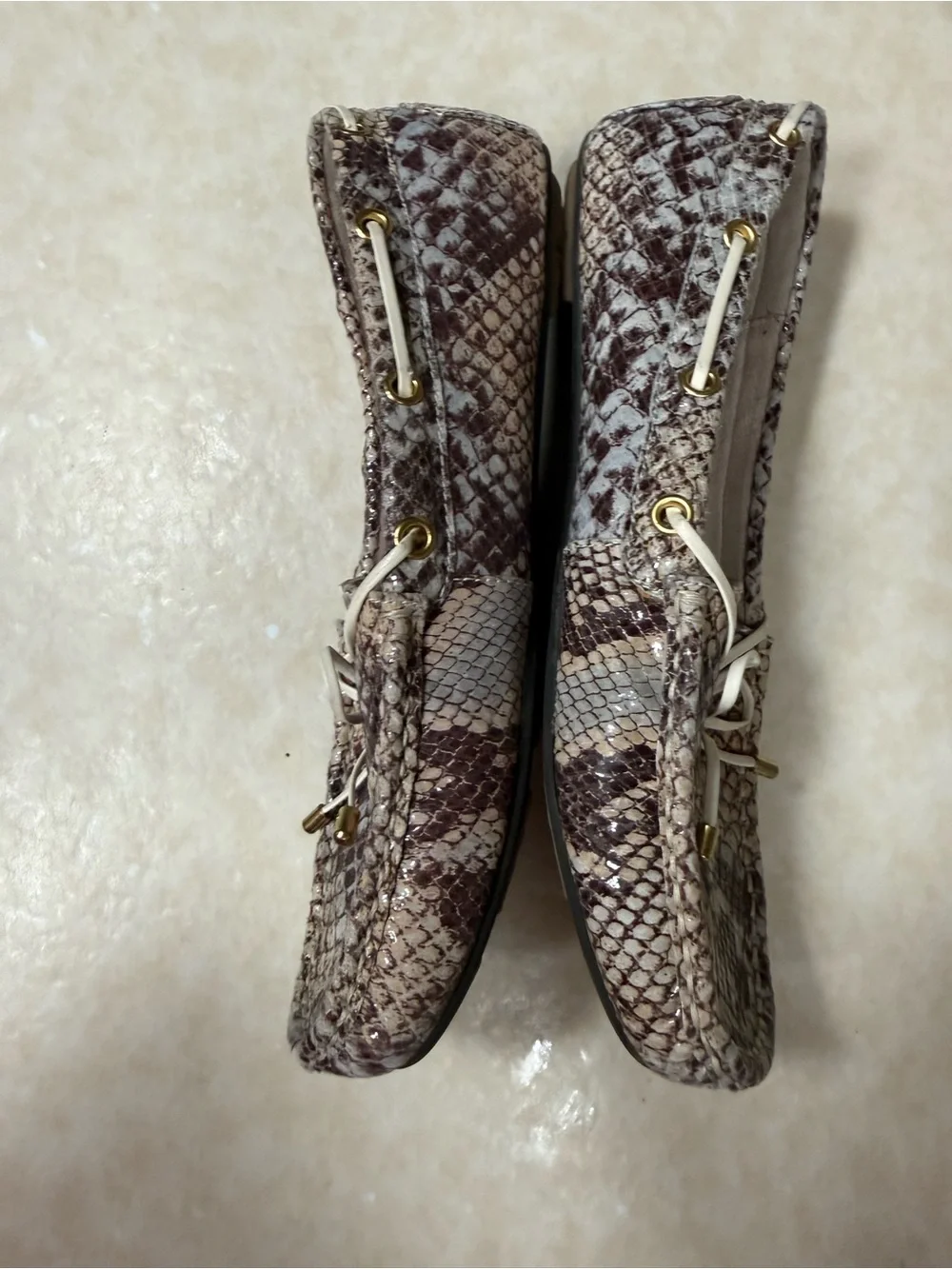 Isaac Mizrahi Live! Womens  Snake Skin Leather Moccasin Slip On Shoes 8.5